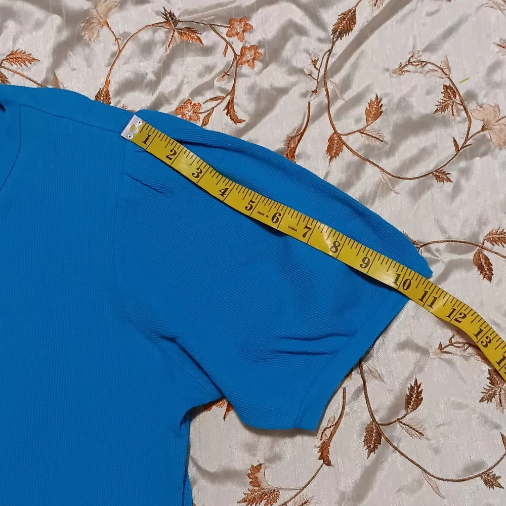 Lauren Ralph Lauren Women Lace-Up Stretch Royal Blue‎ SzXL Tops Short Sleeve